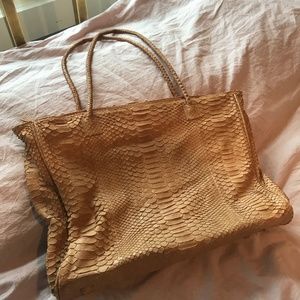 Beige Snakeskin Shoulder Bag - image 1